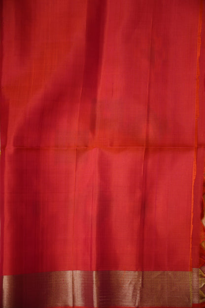 Pure Ikkat Soft Silk Saree - Beige & Orange