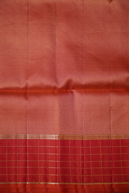 Pure Soft Silk Saree - Half White with Orange and Pink
