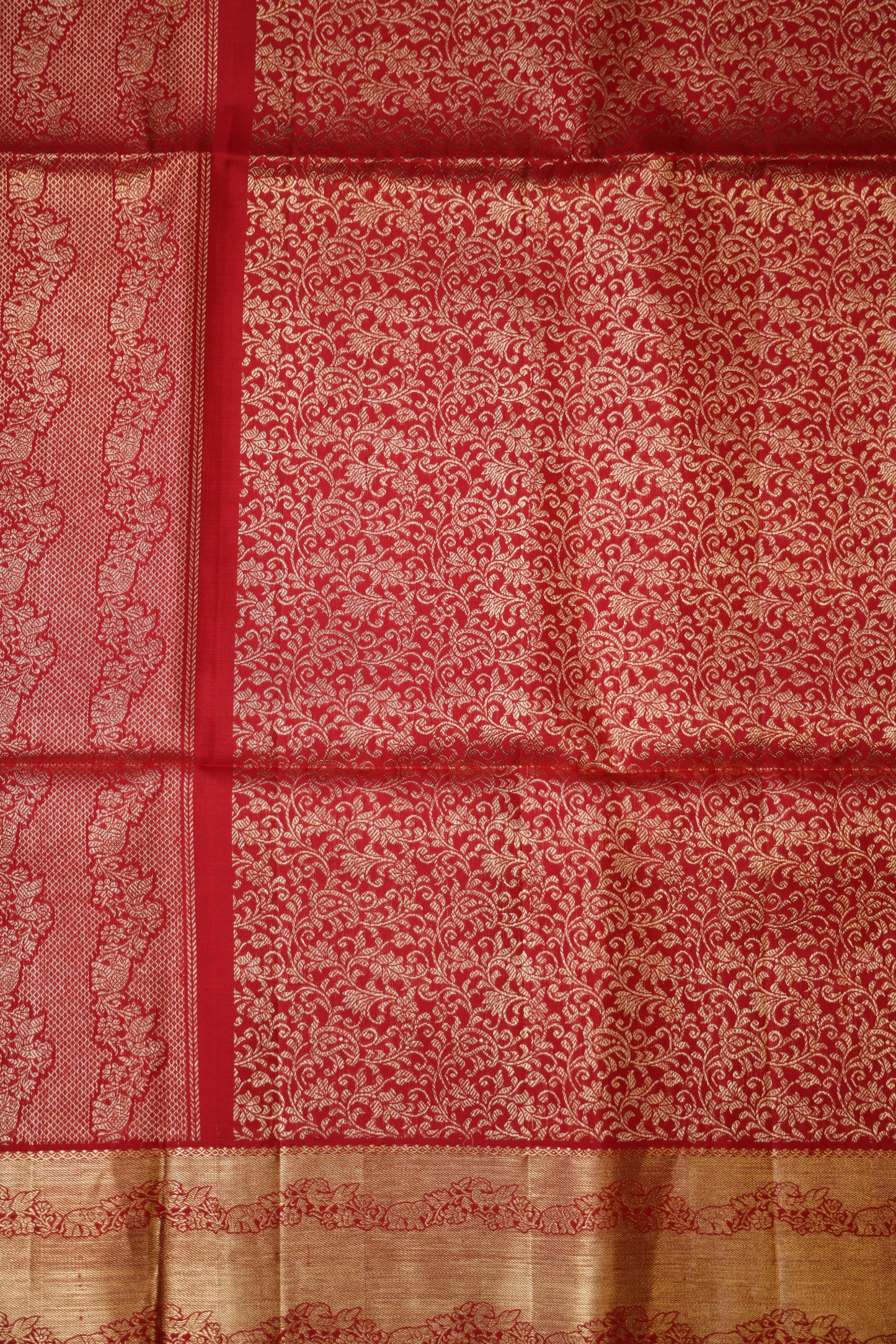 Pure Soft Silk Saree - Golden Yellow with Orange and Red