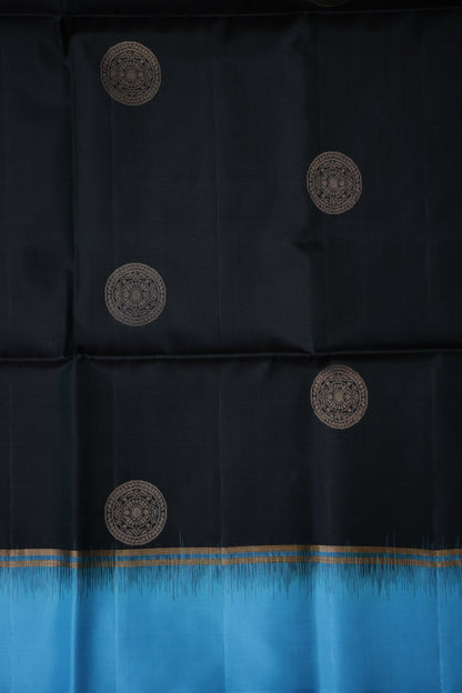 Pure Soft Silk Saree - Deep Green with Sky Blue