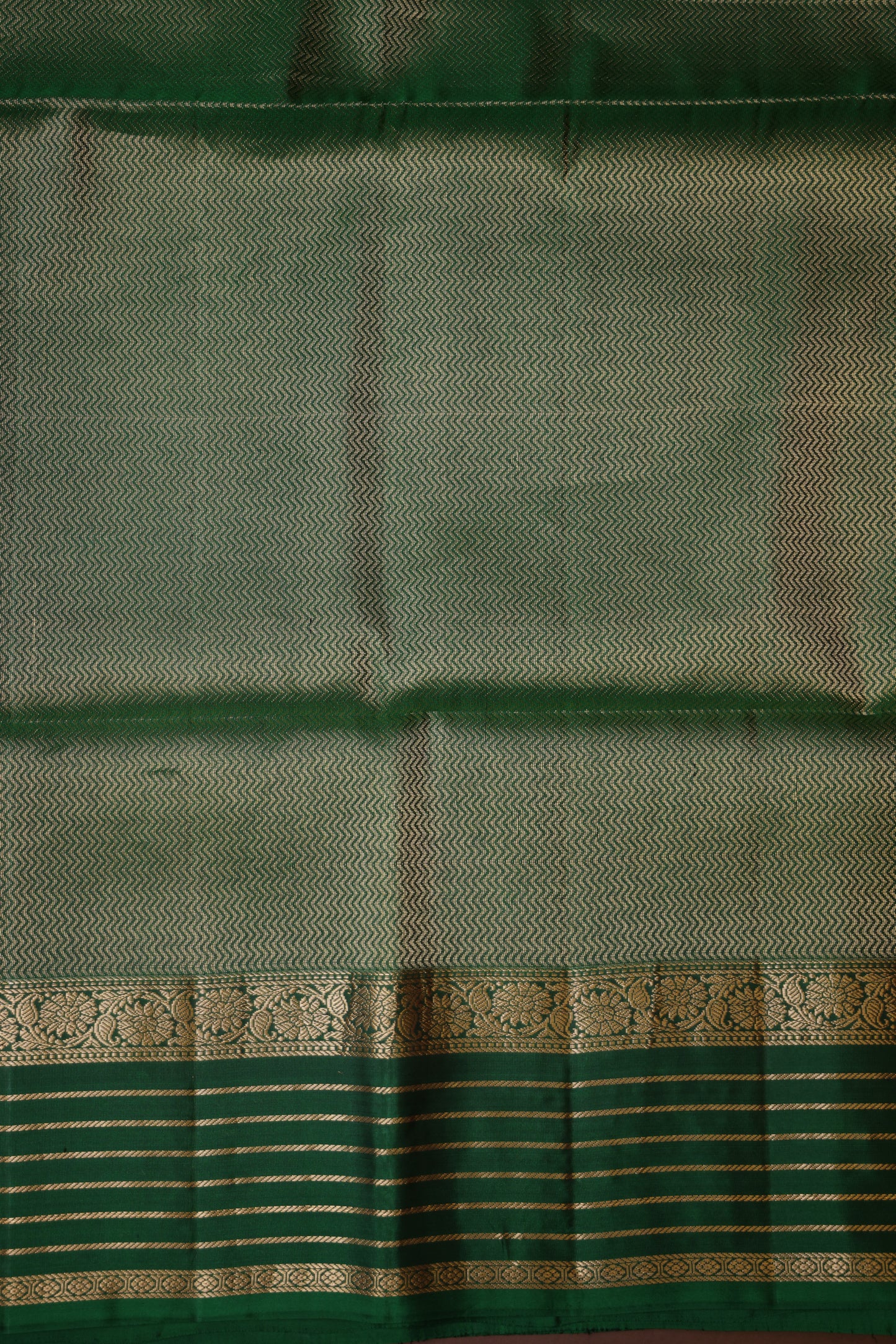Pure Soft Silk Saree - Pink and Orange with Deep Green