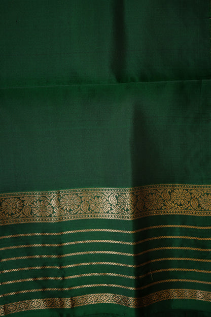 Pure Soft Silk Saree - Pink and Orange with Deep Green