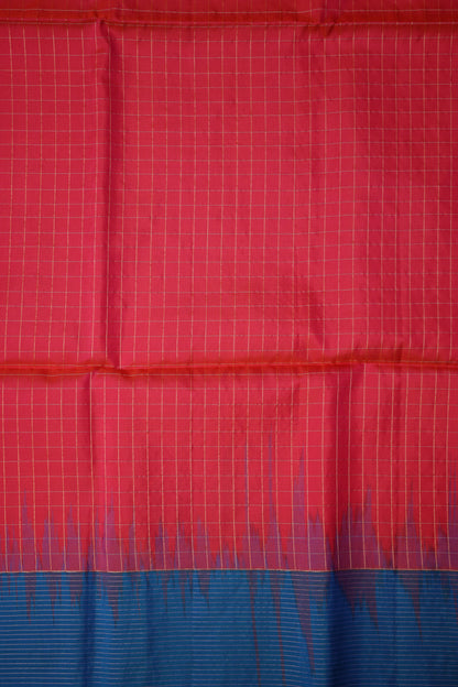 Pure Soft Silk Saree - Pink with Copper Sulphate Blue