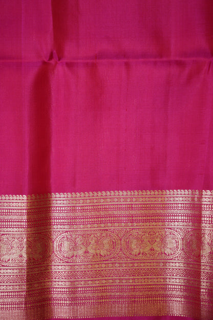 Pure Soft Silk Saree - Mustard Yellow with Hot Pink