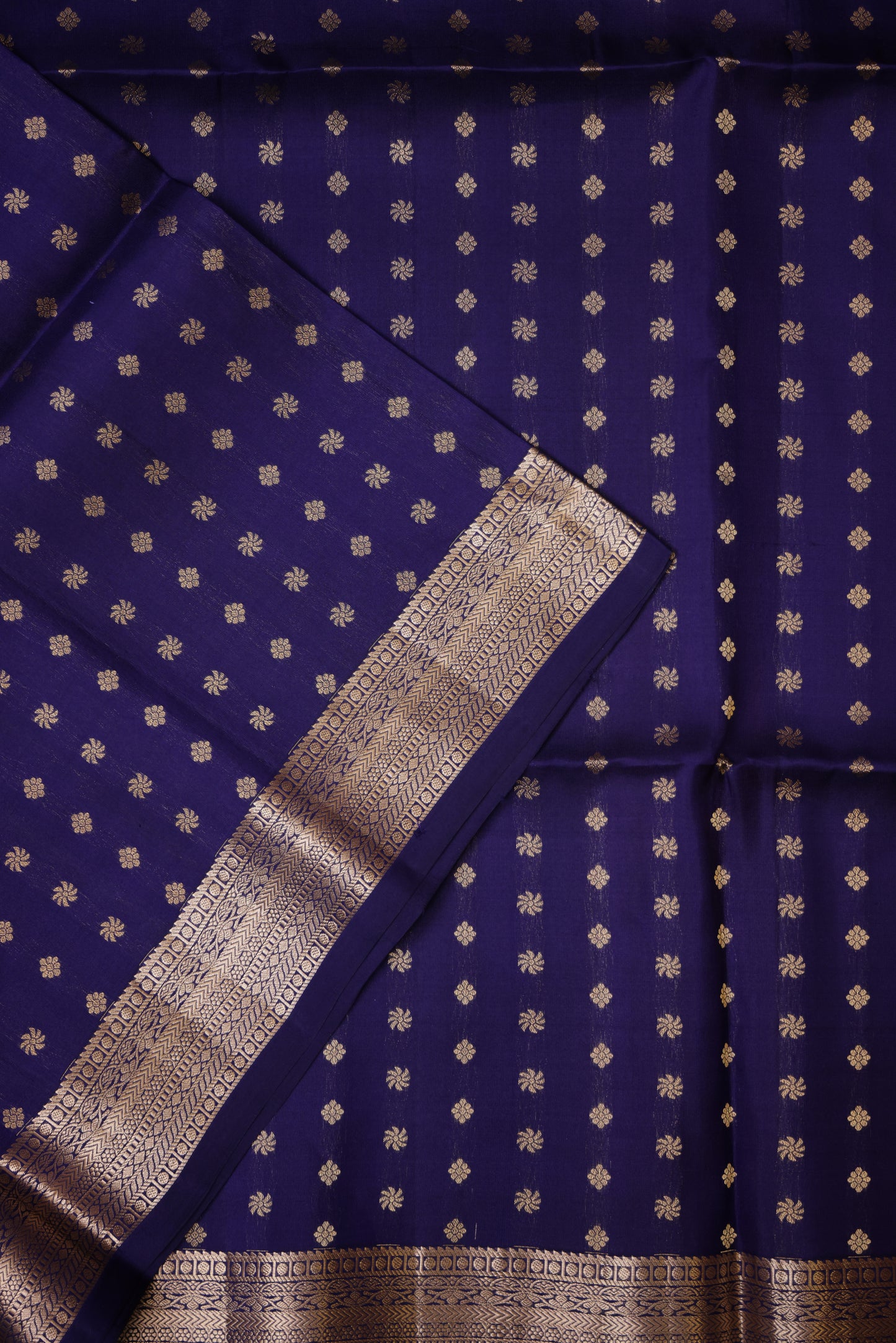 Pure Soft Silk Saree - Royal Blue and Orange