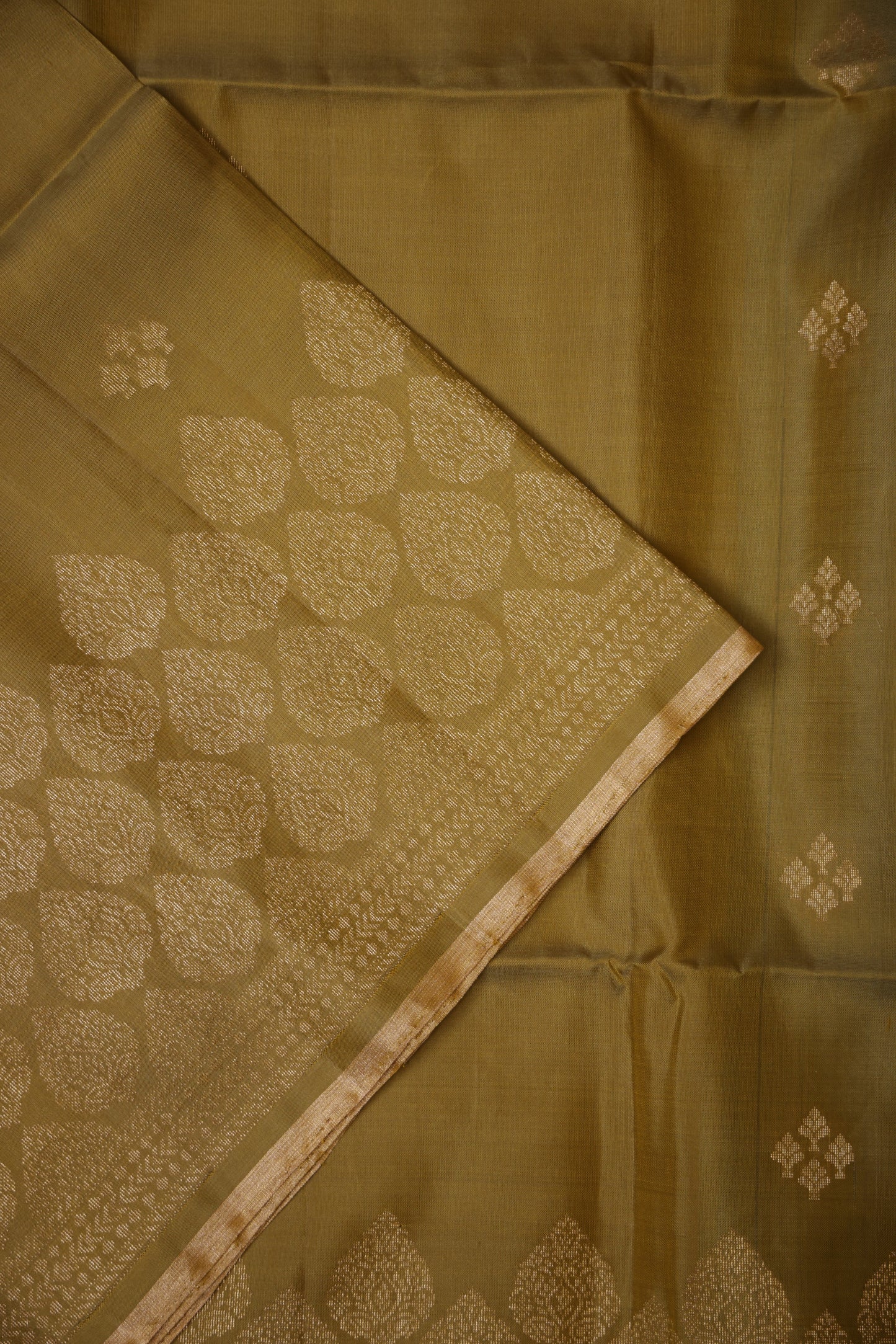 Pure Soft Silk Saree - Mehendi Green with Teal Blue