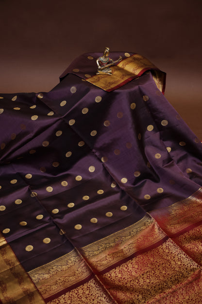 Pure Soft Silk Saree - Aubergine Purple & Maroon