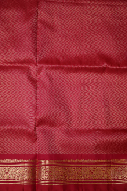 Pure Soft Silk Saree - Coral Pink & red