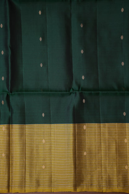 Pure Soft Silk Saree - Bottle Green & Mustard Yellow