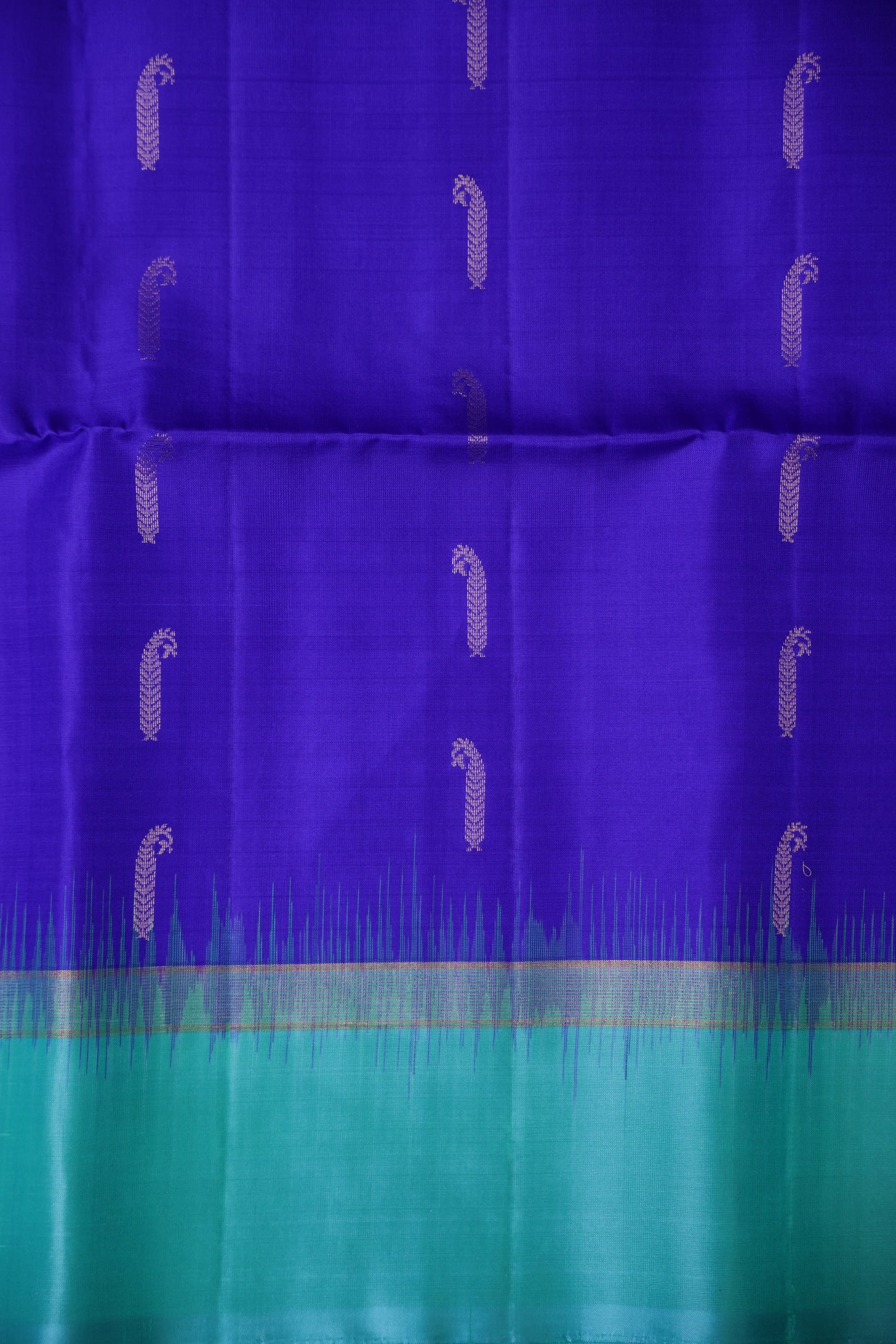 Pure Soft Silk Saree - Royal Blue & Aqua Green