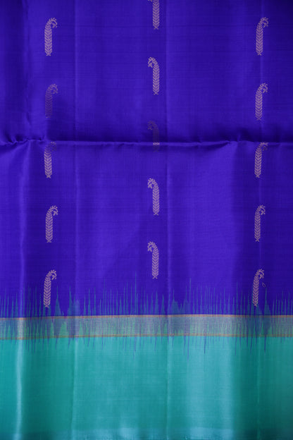 Pure Soft Silk Saree - Royal Blue & Aqua Green