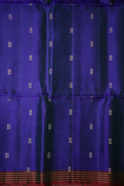 Pure Soft Silk Saree - Royal Blue & Red