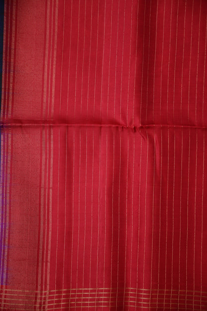 Pure Soft Silk Saree - Royal Blue & Red