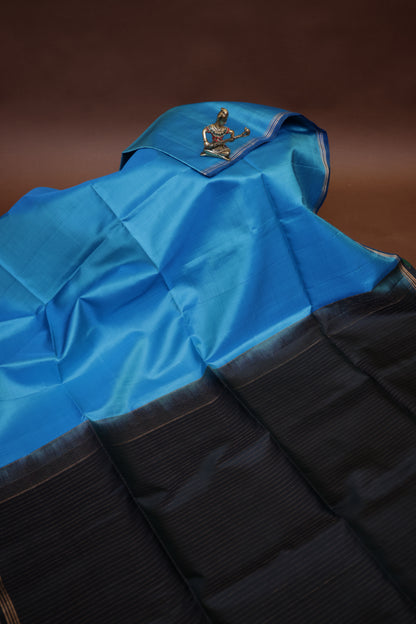 Pure Soft Silk Saree - Blue & Green