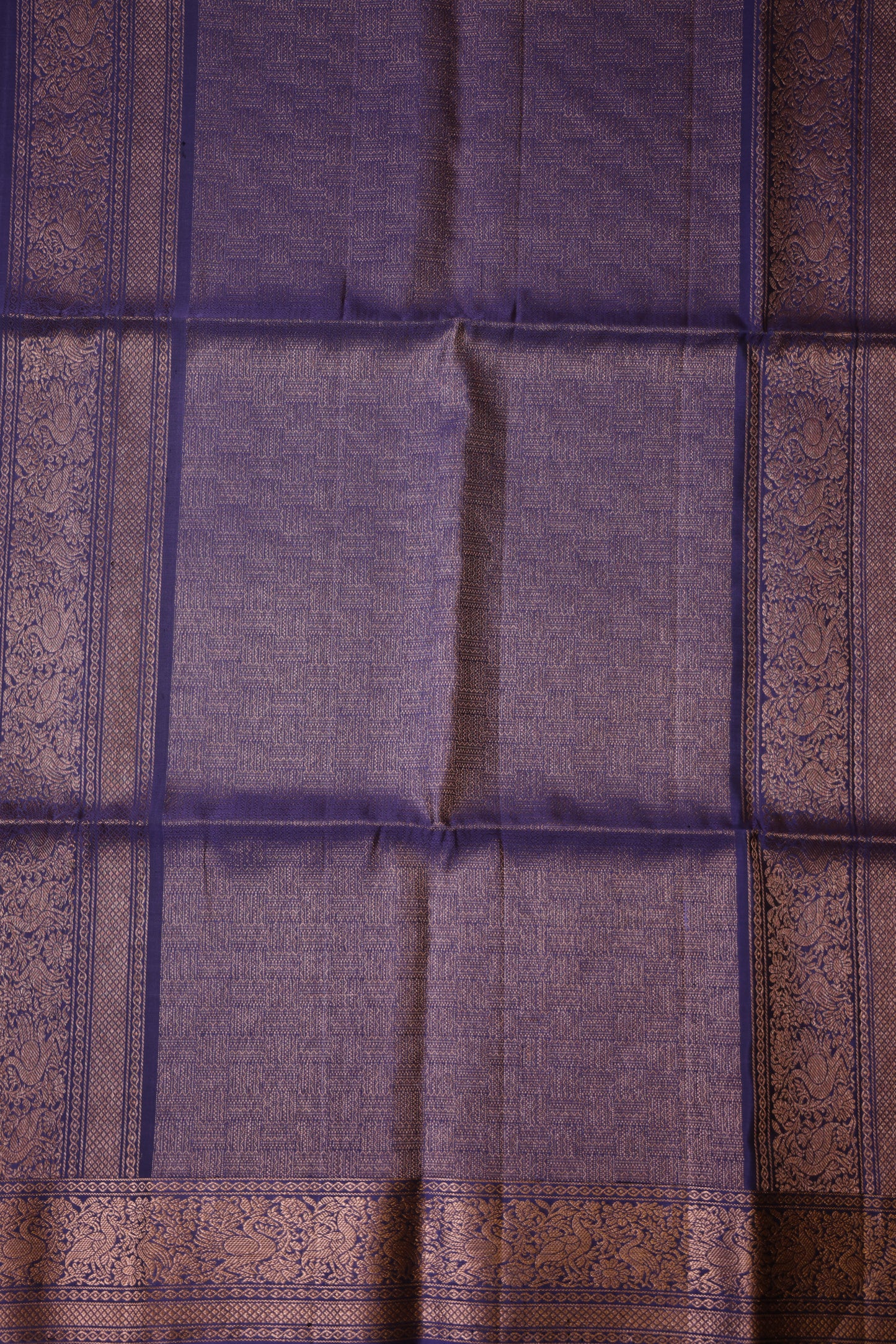 Pure Soft Silk Saree - Purple & Antique Gold