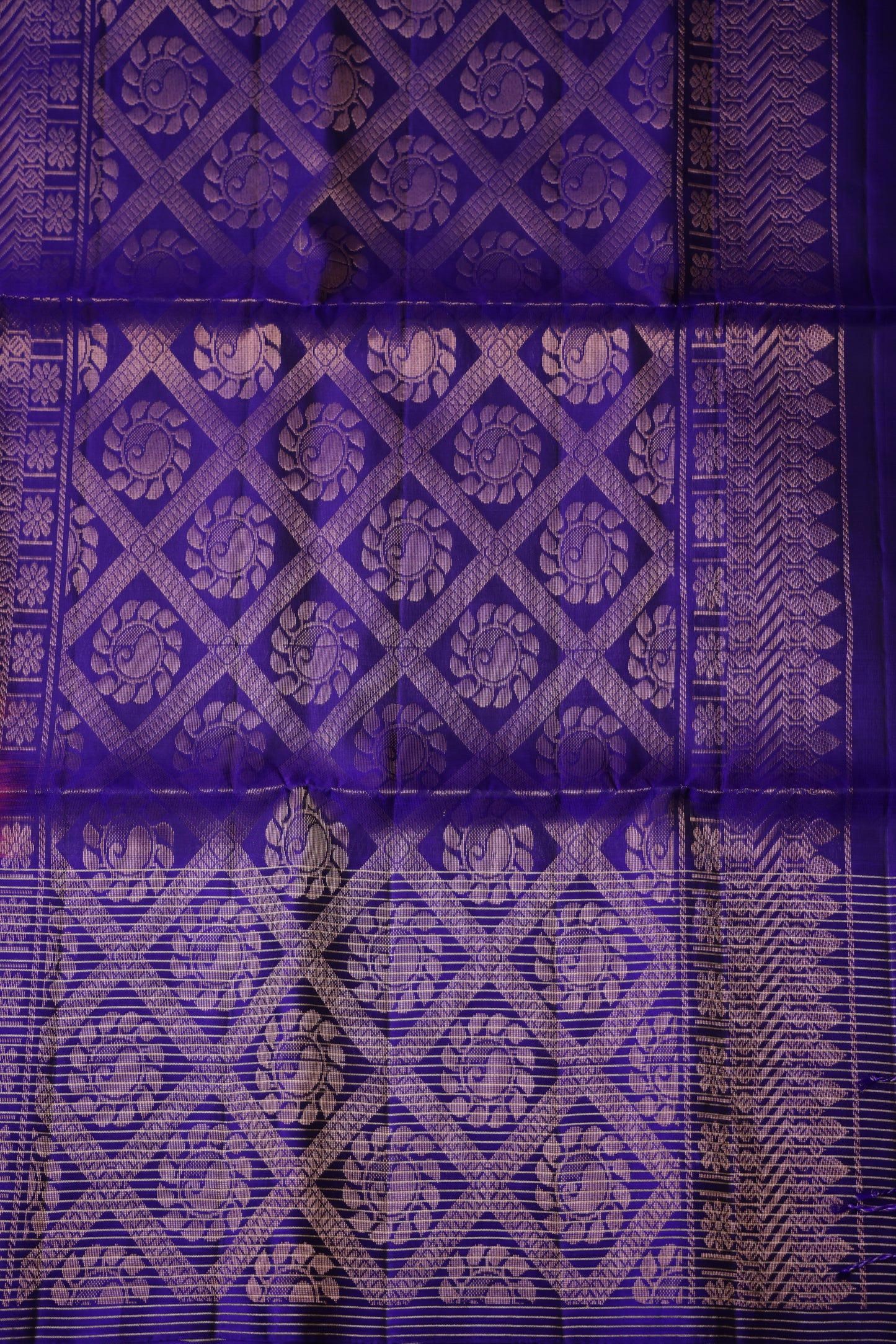 Pure Soft Silk Saree - Deep Purple and Royal Blue