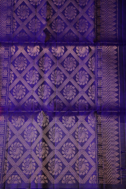 Pure Soft Silk Saree - Deep Purple and Royal Blue