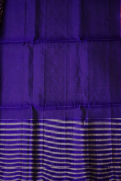 Pure Soft Silk Saree - Deep Purple and Royal Blue