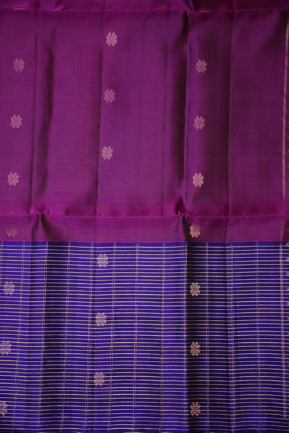 Pure Soft Silk Saree - Deep Purple and Royal Blue