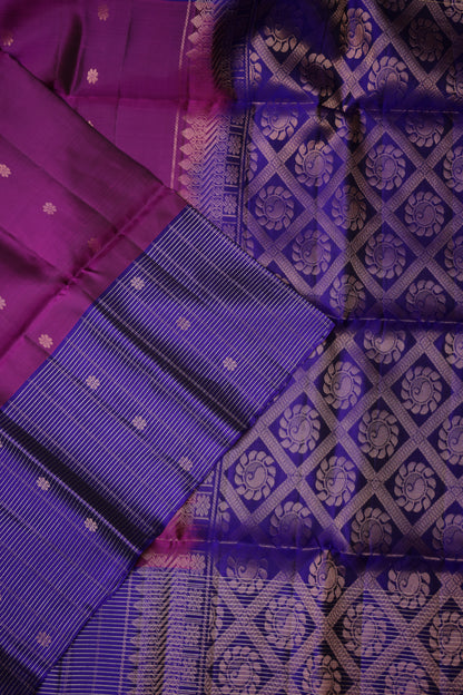 Pure Soft Silk Saree - Deep Purple and Royal Blue