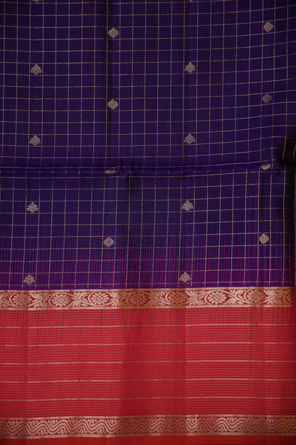 Pure Soft Silk Saree - Deep Purple with Pink & Orange