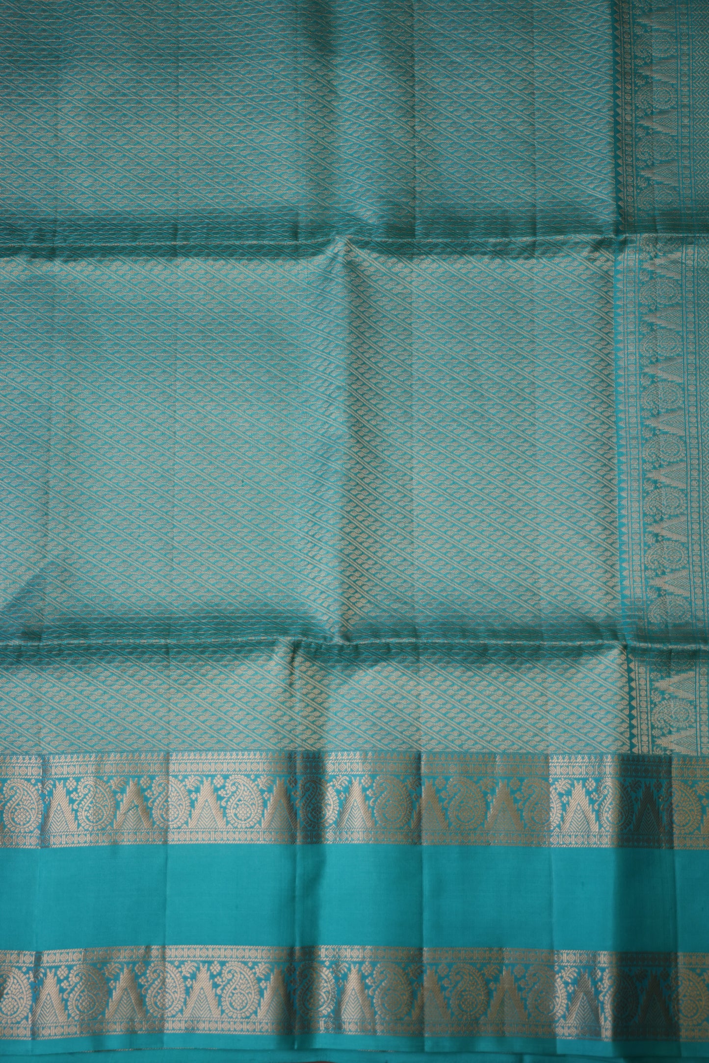 Pure Soft Silk Saree - Chocolate Brown and Turquoise Blue