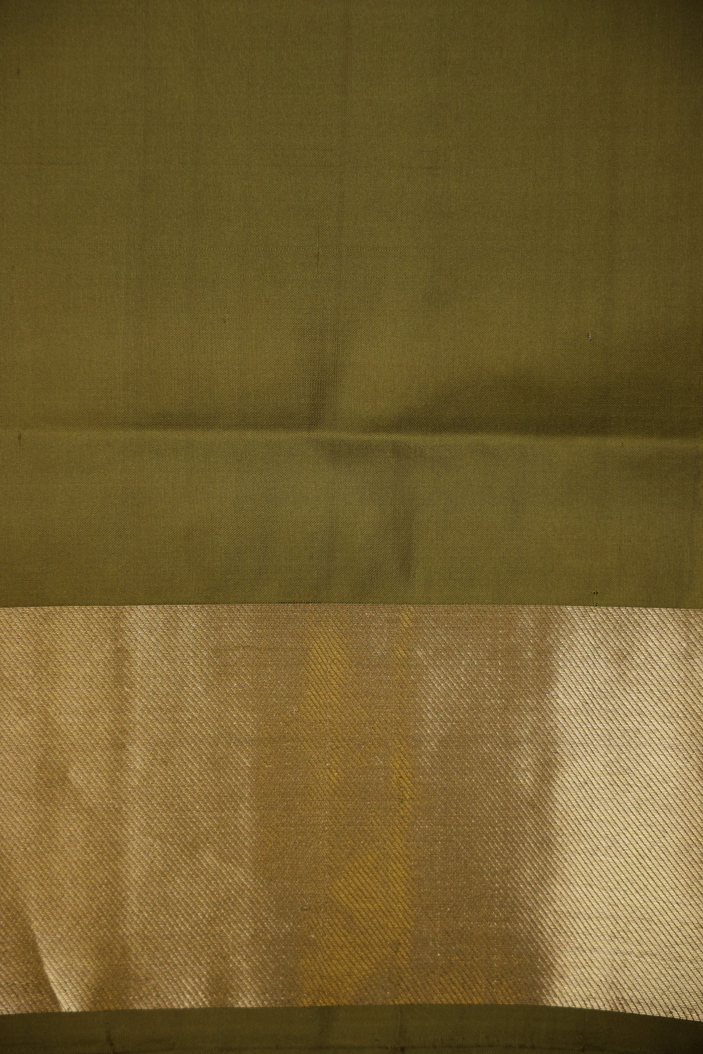 Pure Soft Silk Saree - Olive Green with Gold