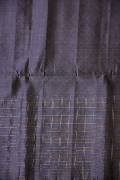 Pure Soft Silk Saree - Wine & Silver Grey
