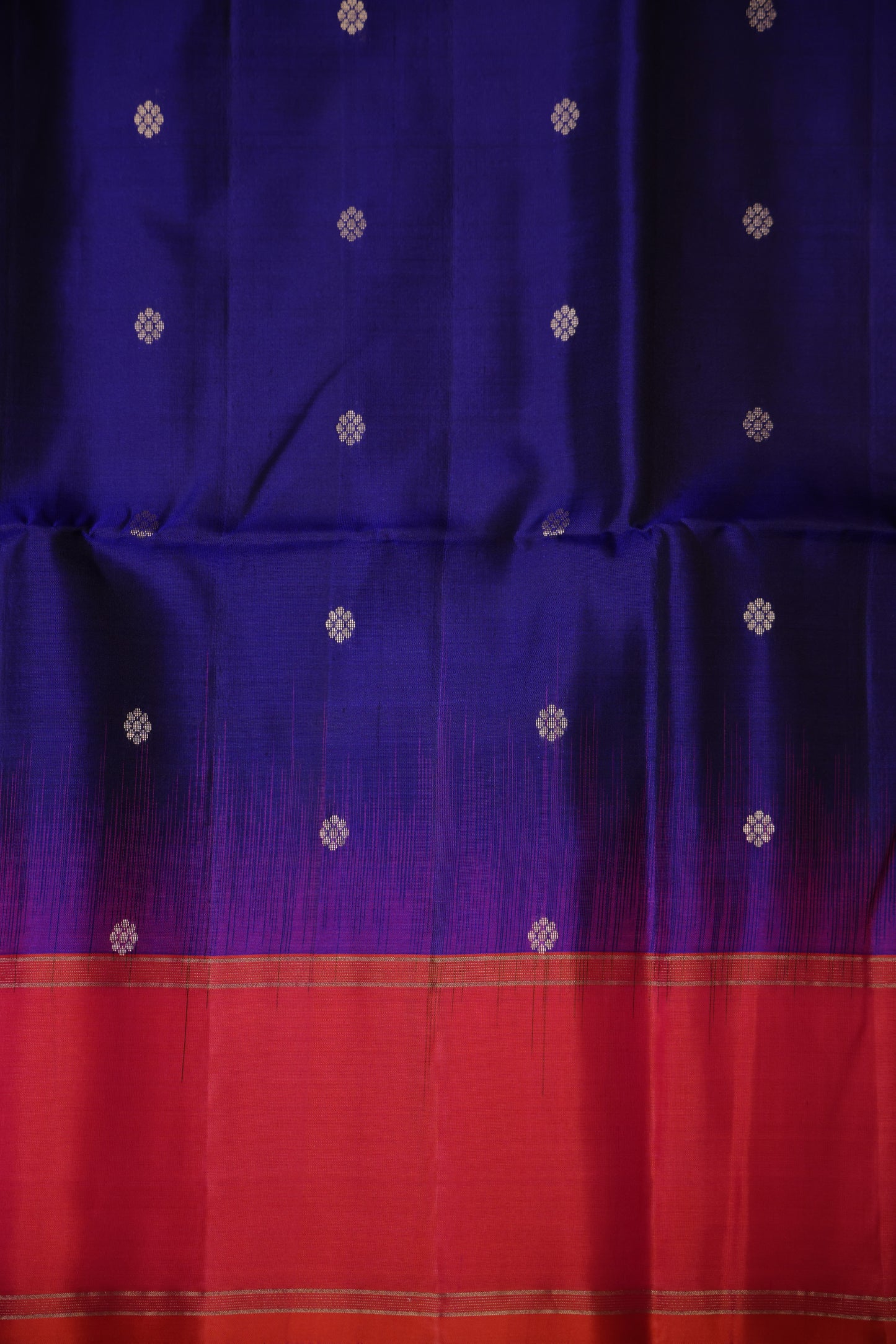Pure Soft Silk Saree - Royal Blue with Pink and Orange