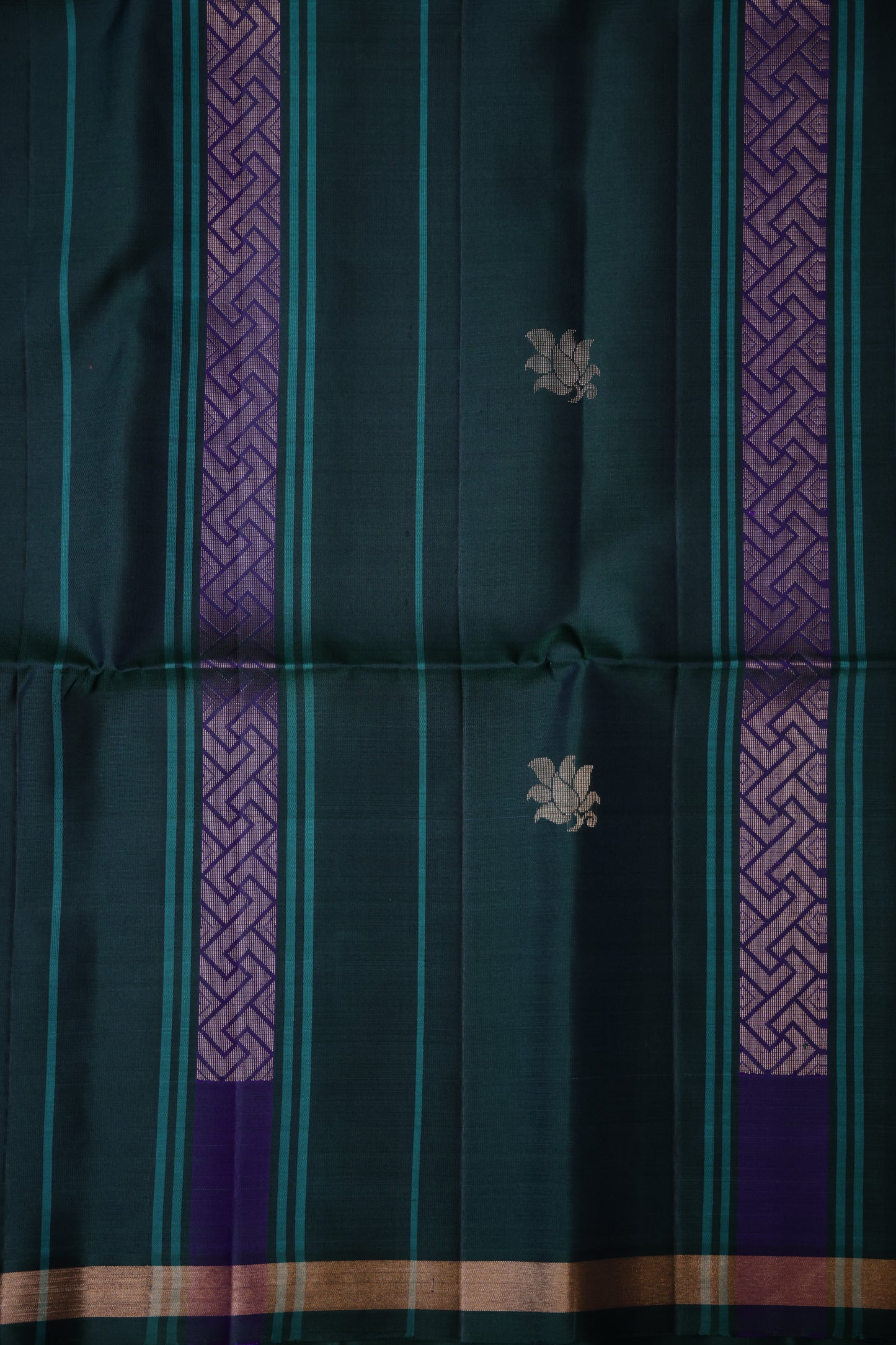 Pure Soft Silk Saree - Pink with Deep Emerald Green