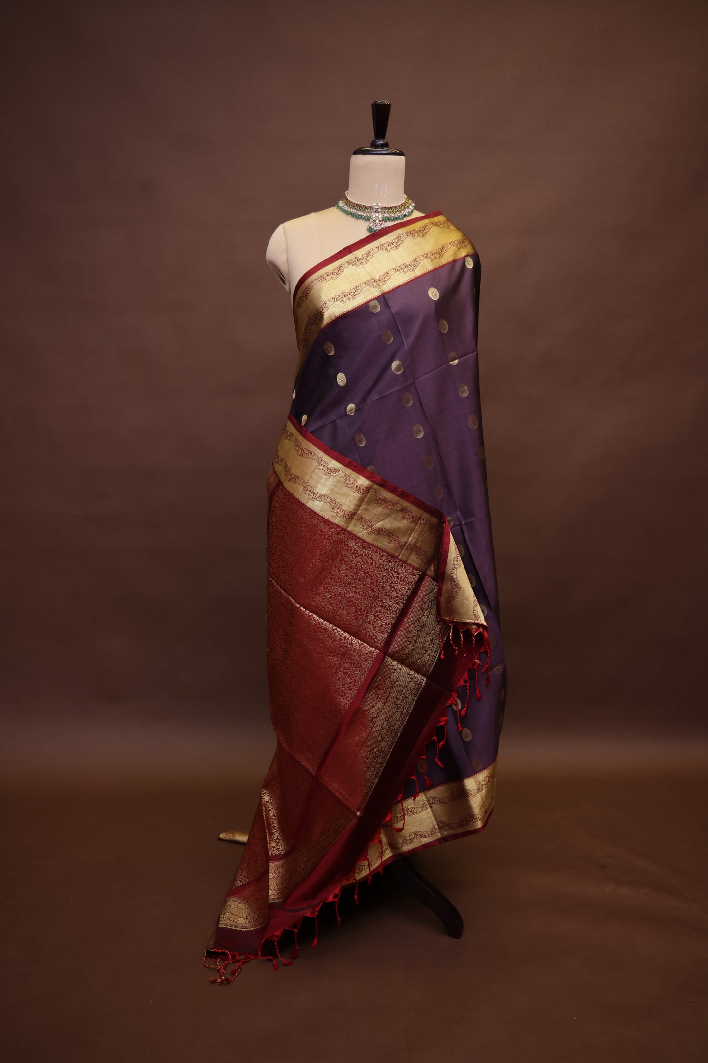Pure Soft Silk Saree - Aubergine Purple & Maroon