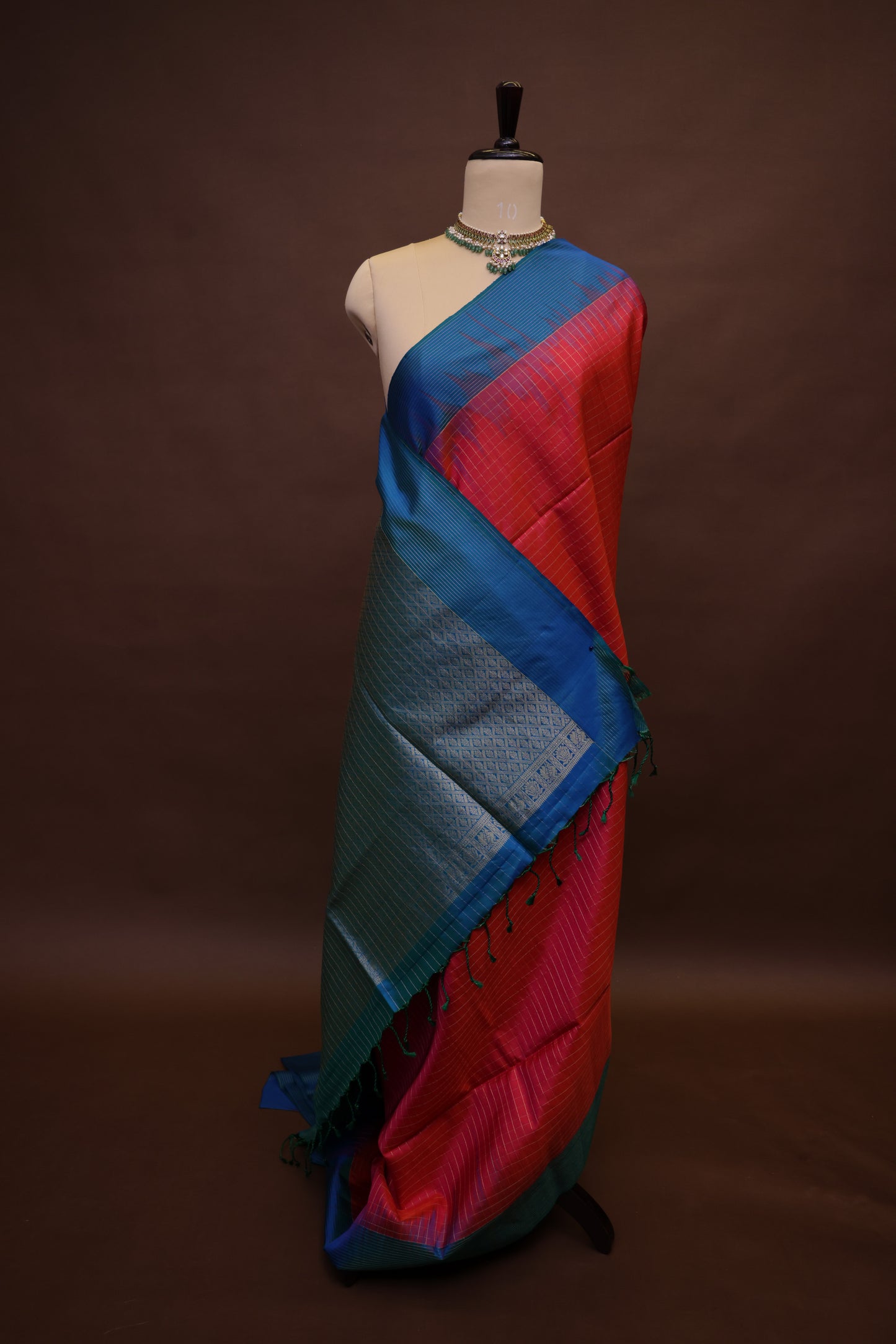 Pure Soft Silk Saree - Pink with Copper Sulphate Blue