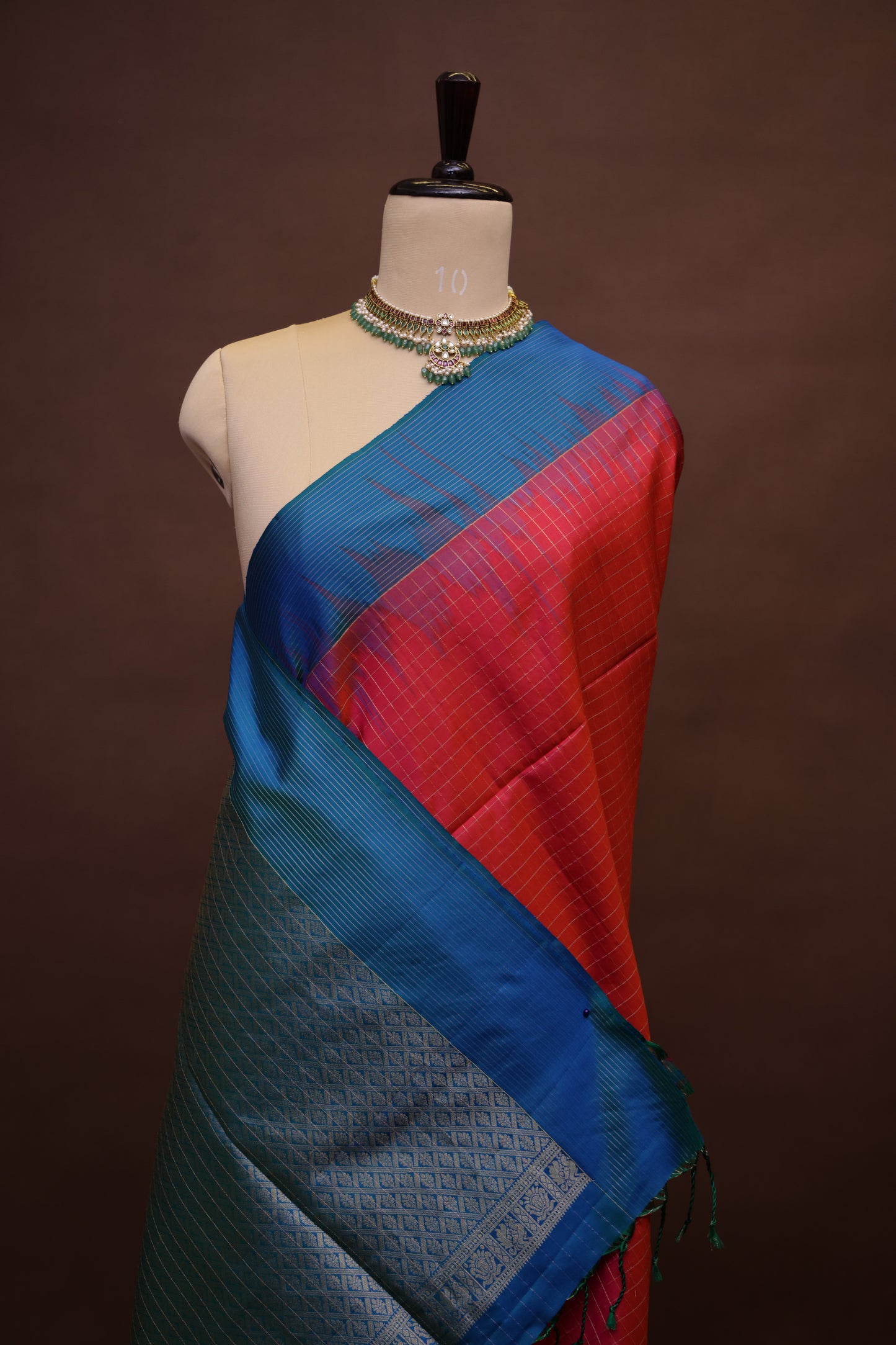 Pure Soft Silk Saree - Pink with Copper Sulphate Blue