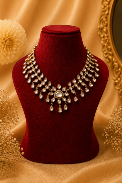 Antique Gold-Plated Polki-Inspired Statement Necklace Set