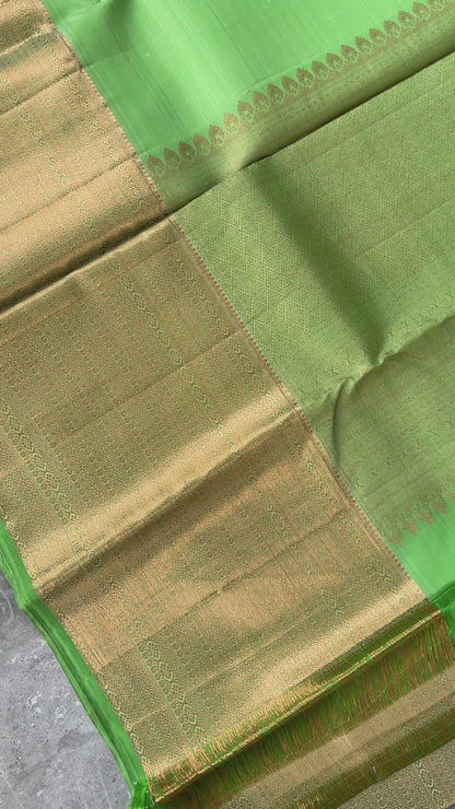 Green Pure Handloom Kanchipuram Silk Saree | Silk Mark Certified