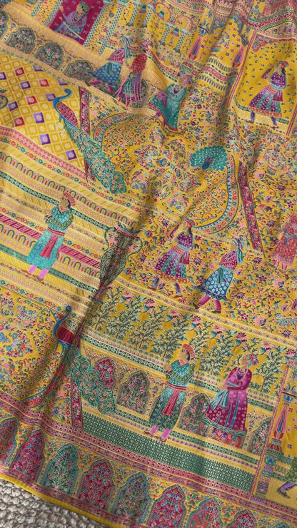 Kashmiri Pashmina Banarasi Sarees - Yellow