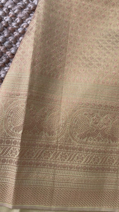 Champagne Pure Kanchipuram Silk Saree | Silk Mark Certified