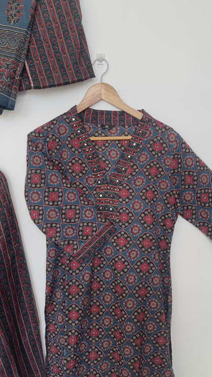 Pure Cotton Salwar Suit - Full Set - Denim Dark Blue