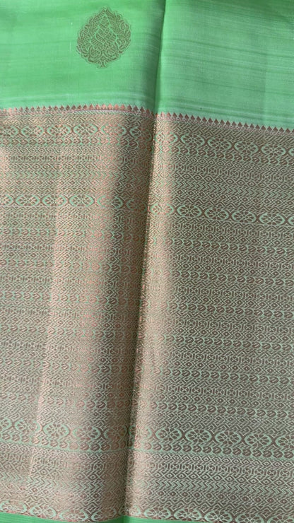 Green Pure Handloom Kanchipuram Silk Saree | Silk Mark Certified